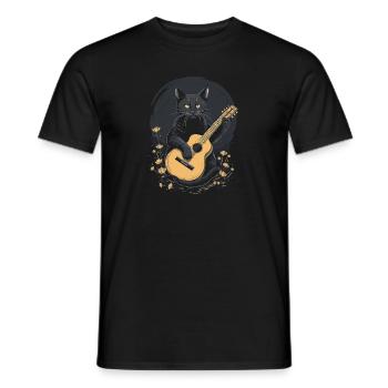 Musician Black Cat Guitarist Bombay Cats - Men's T-Shirt - black - Front - AI Model Male 178 light (178cm)