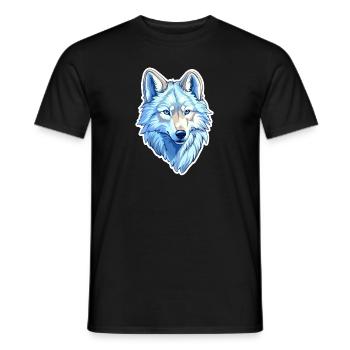 Wolf Kostüm blauer Wolfskopf Werwolf und - Männer T-Shirt - Schwarz - Vorne - AI Model Male 178 light (178cm)