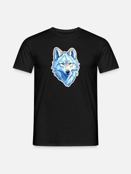 Costume de loup bleu loup-garou à tête et - T-shirt homme - noir