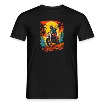Tenue de motard de motocross pour les tours à moto - T-shirt homme - noir - Devant - AI Model Male 178 light (178cm)