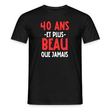 40 ans et plus beau que jamais - T-shirt homme - noir - Devant - AI Model Male 178 light (178cm)