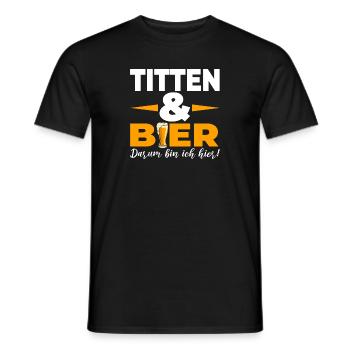 Titten & Bier Darum bin ich hier - Männer T-Shirt - Schwarz - Vorne - AI Model Male 178 light (178cm)