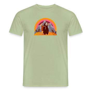 Faultier wandern Retro Berge Vintage - Männer T-Shirt - Sage - Vorne - AI Model Male 178 light (178cm)