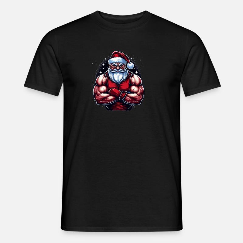 Bodybuilder Santa - Männer T-Shirt - Schwarz