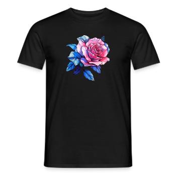 Fleurs de roses - Rose - T-shirt homme - noir - Devant - AI Model Male 178 light (178cm)