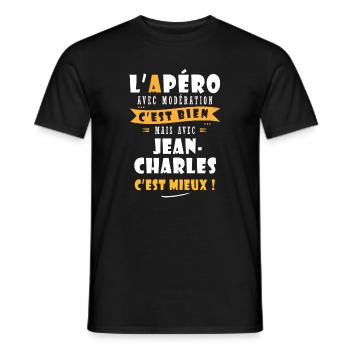 Jean-Charles Cadeau Humour jean charles - T-shirt homme - noir - Devant - AI Model Male 178 light (178cm)