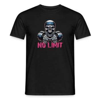 Crâne de musculation No Limit Workout avec haltère - T-shirt homme - noir - Devant - AI Model Male 178 light (178cm)