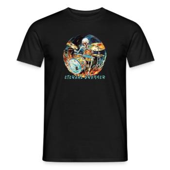 Eternal Drummer Schlagzeuger Skelett Hard Rock - Männer T-Shirt - Schwarz - Vorne - AI Model Male 178 light (178cm)