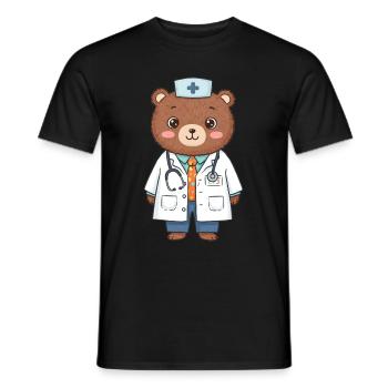 Teddybär Arzt - Männer T-Shirt - Schwarz - Vorne - AI Model Male 178 light (178cm)