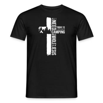 Camping Bible Versets Psaumes Croix Tentes Feu de camp - T-shirt homme - noir - Devant - AI Model Male 178 light (178cm)