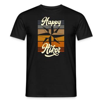 Spruch Wandern Happy Hiker - Männer T-Shirt - Schwarz - Vorne - AI Model Male 178 light (178cm)