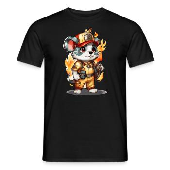 Pompier animal mignon, animaux - T-shirt homme - noir - Devant - AI Model Male 178 light (178cm)