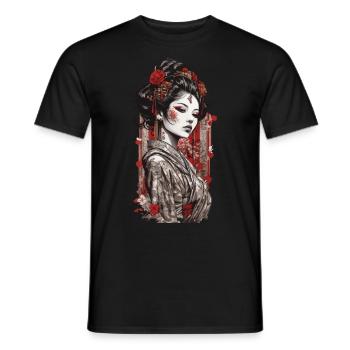 Urban Geisha Japans Ästhetik Streetwear Design - Männer T-Shirt - Schwarz - Vorne - AI Model Male 178 light (178cm)
