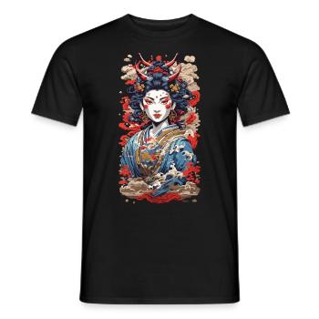 Geisha demon retro ukiyo-e japan style - Men's T-Shirt - black - Front - AI Model Male 178 light (178cm)