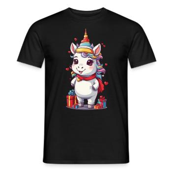 Süßes Einhorn Zauber an Weihnachten mit Geschenken - Männer T-Shirt - Schwarz - Vorne - AI Model Male 178 light (178cm)