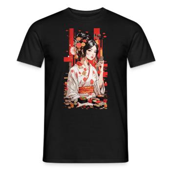 Sushi Nourriture Beauté Popart Rétro Japon Design - T-shirt homme - noir - Devant - AI Model Male 178 light (178cm)