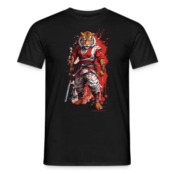 Tiger Samurai Warrior Ninja Aesthetic Oni Yokai - Men's T-Shirt - black - Front - AI Model Male 178 light (178cm)