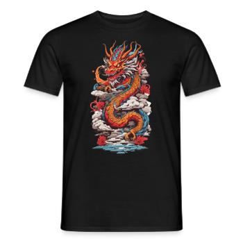 Rétro asiatique mysticisme Dragon Japon Design - T-shirt homme - noir - Devant - AI Model Male 178 light (178cm)