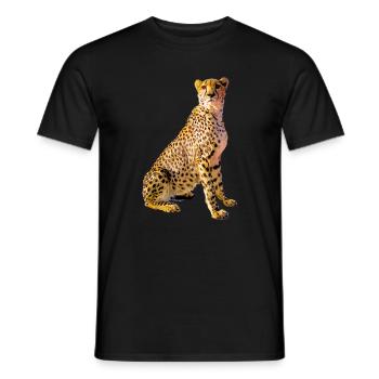Portrait de guépard Taches dorées - T-shirt homme - noir - Devant - AI Model Male 178 light (178cm)