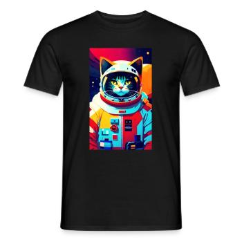 Astronauten-Katze - Männer T-Shirt - Schwarz - Vorne - AI Model Male 178 light (178cm)