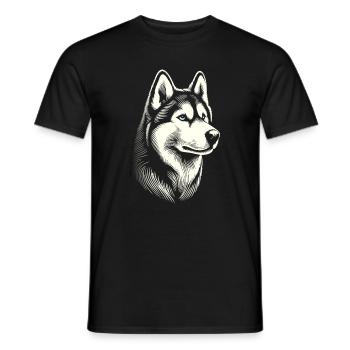 Huskykopf, schwarz-weiß, Hundeschlitten - Männer T-Shirt - Schwarz - Vorne - AI Model Male 178 light (178cm)