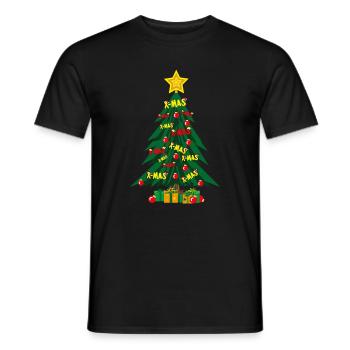 Christmas tree with a lot of love and star. - Men's T-Shirt - black - Front - AI Model Male 178 light (178cm)