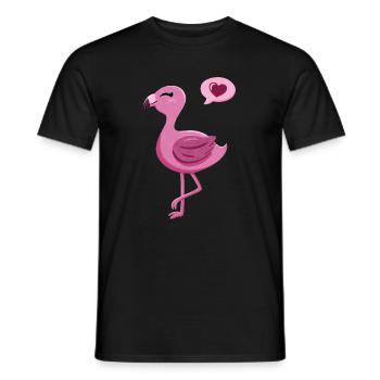 Cute flamingo with heart - Men's T-Shirt - black - Front - AI Model Male 178 light (178cm)