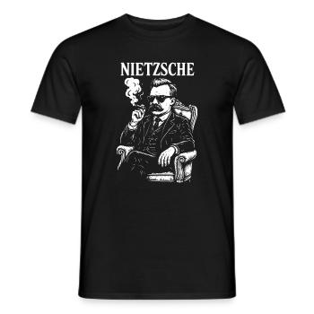 Nietzsche fumant un cigare en tant que gourou de la mafia - T-shirt homme - noir - Devant - AI Model Male 178 light (178cm)