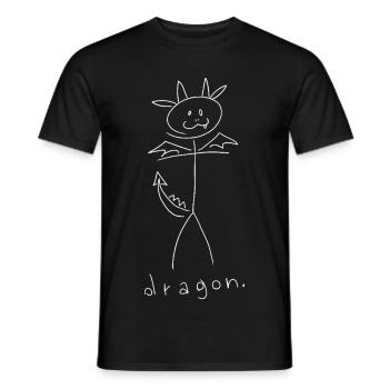 Dragon. (lignes blanches) (par Leni Riosa) - T-shirt homme - noir - Devant - AI Model Male 178 light (178cm)