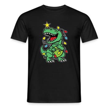 Imprimé élégant avec le sapin de Noël Dino « Tree Rex » - T-shirt homme - noir - Devant - AI Model Male 178 light (178cm)