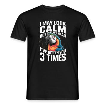  Papagei Spruch Ich Wirke Ruhig Doch In Meinem - Männer T-Shirt - Schwarz - Vorne - AI Model Male 178 light (178cm)