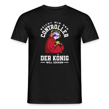 Hands me the controller – King wants to play - Men's T-Shirt - black - Front - AI Model Male 178 light (178cm)