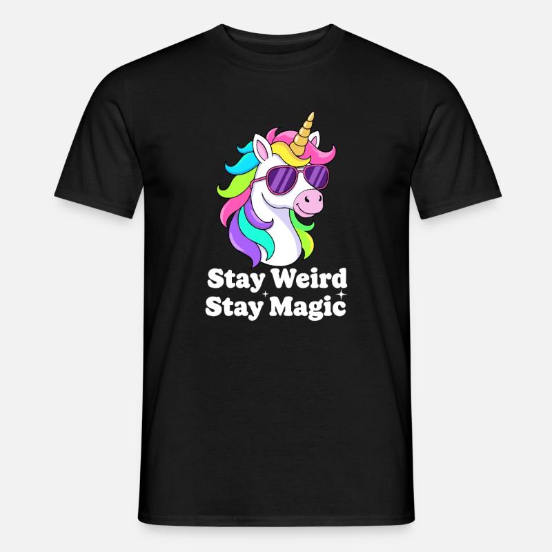 Buntes Einhorn mit Sonnenbrille - Männer T-Shirt - Schwarz