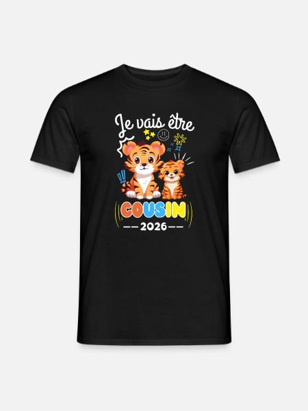 Będę kuzynką 2026 Ogłoszenie ciąży Tigera - T-shirt męski - czarny