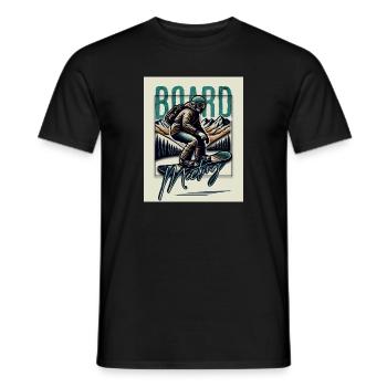 Snowboarding Board Meeting - Men's T-Shirt - black - Front - AI Model Male 178 light (178cm)