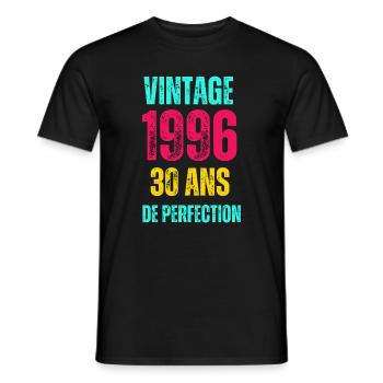 Vintage 1996: 30 Ans de Perfection - T-shirt homme - noir - Devant - AI Model Male 178 light (178cm)
