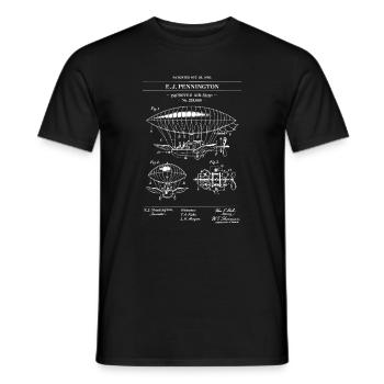 Vintage Airship Patent Blueprint - Men's T-Shirt - black - Front - AI Model Male 178 light (178cm)
