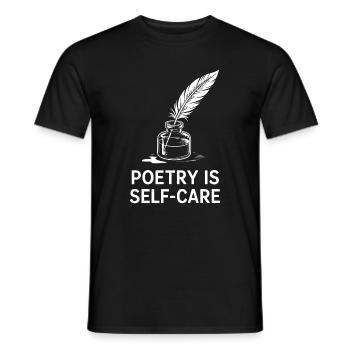 Poésie Conception de plumes pour l’auto-soin - T-shirt homme - noir - Devant - AI Model Male 178 light (178cm)