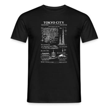 Tokyo City Blueprint Map - Men's T-Shirt - black - Front - AI Model Male 178 light (178cm)