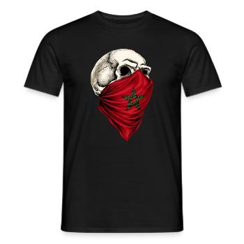 Crâne du drapeau marocain du Maroc - T-shirt homme - noir - Devant - AI Model Male 178 light (178cm)