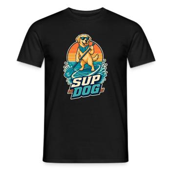 Dog SUP Paddleboard Board Stand Up Paddle - T-shirt homme - noir - Devant - AI Model Male 178 light (178cm)
