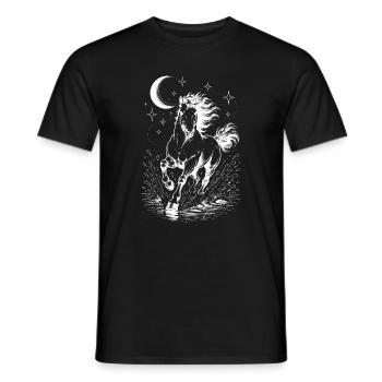 Himmlisches Pferd Mondsterne Dunkle ästhetische Linienzeichnung - Männer T-Shirt - Schwarz - Vorne - AI Model Male 178 light (178cm)