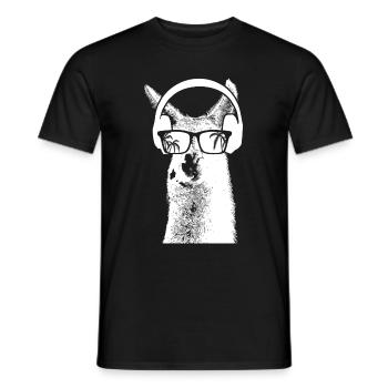 Lama Tierliebhaber Kopfhörer Sonnenbrille Naturfan - Männer T-Shirt - Schwarz - Vorne - AI Model Male 178 light (178cm)