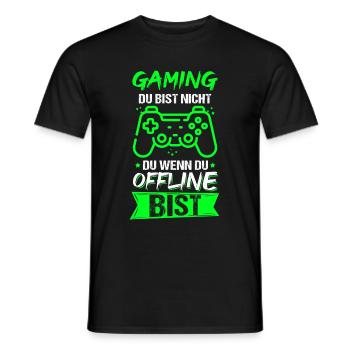 Gaming Online Statt Offline Controller Spieler Gam - Männer T-Shirt - Schwarz - Vorne - AI Model Male 178 light (178cm)