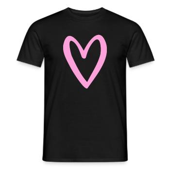 Cadeau rose coeur Saint Valentin - T-shirt homme - noir - Devant - AI Model Male 178 light (178cm)