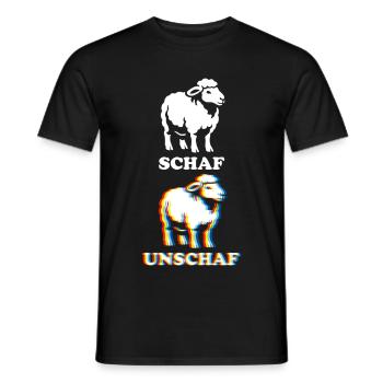 Schaf Unschaf - Wortspiel mit unscharf und Schaf - Männer T-Shirt - Schwarz - Vorne - AI Model Male 178 light (178cm)