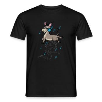 Donkeys and Music Notes Clef Musician Piano - Men's T-Shirt - black - Front - AI Model Male 178 light (178cm)