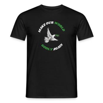 Rendez notre monde à nouveau pieux ! Colombe de la paix mondiale - T-shirt homme - noir - Devant - AI Model Male 178 light (178cm)