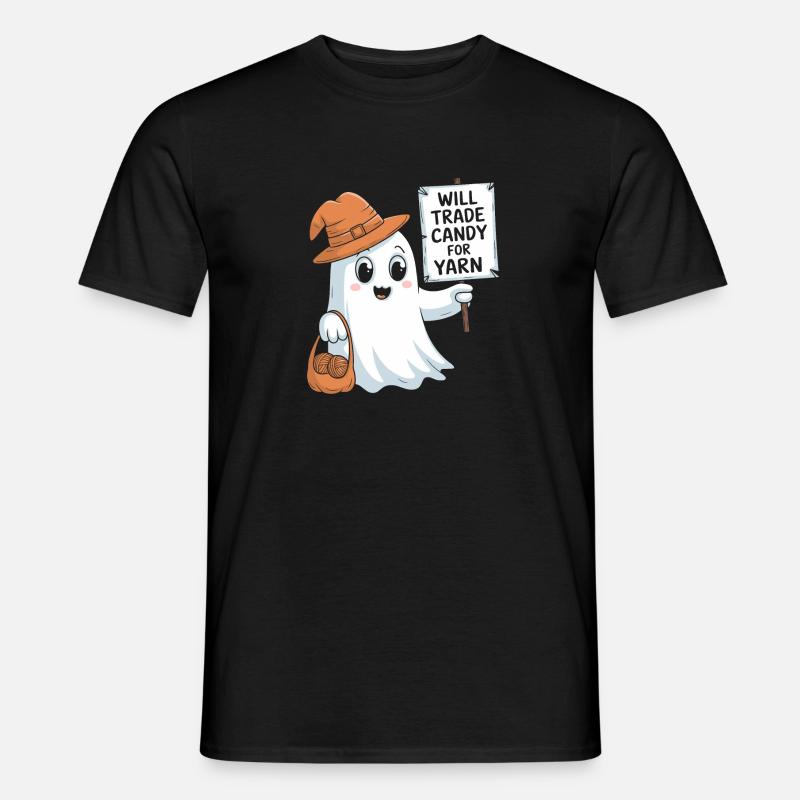 Trade Candy for Yarn Halloween Ghost Design - Männer T-Shirt - Schwarz