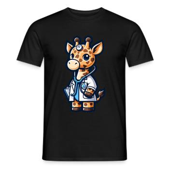 Cute Giraffe Doctor - Men's T-Shirt - black - Front - AI Model Male 178 light (178cm)